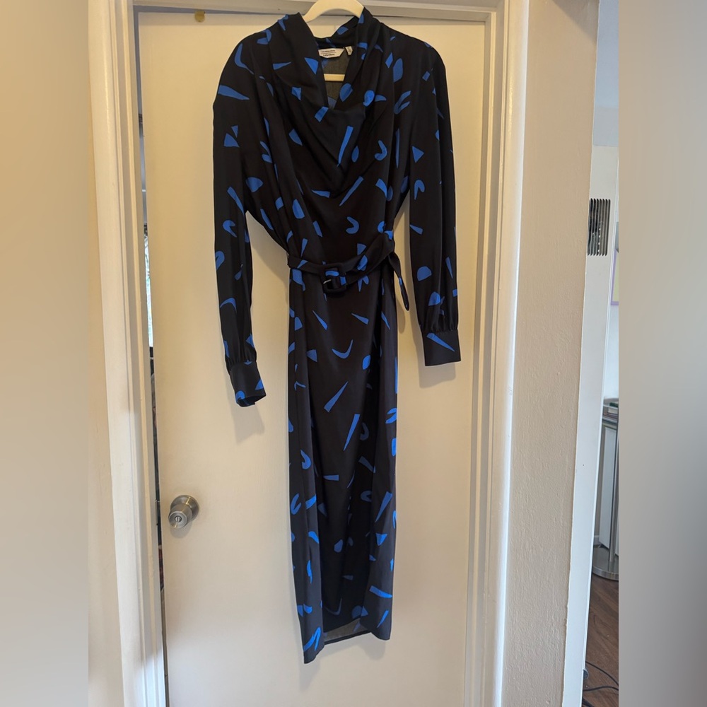 & Other Stories Black Dress with Abstract Blue Accents